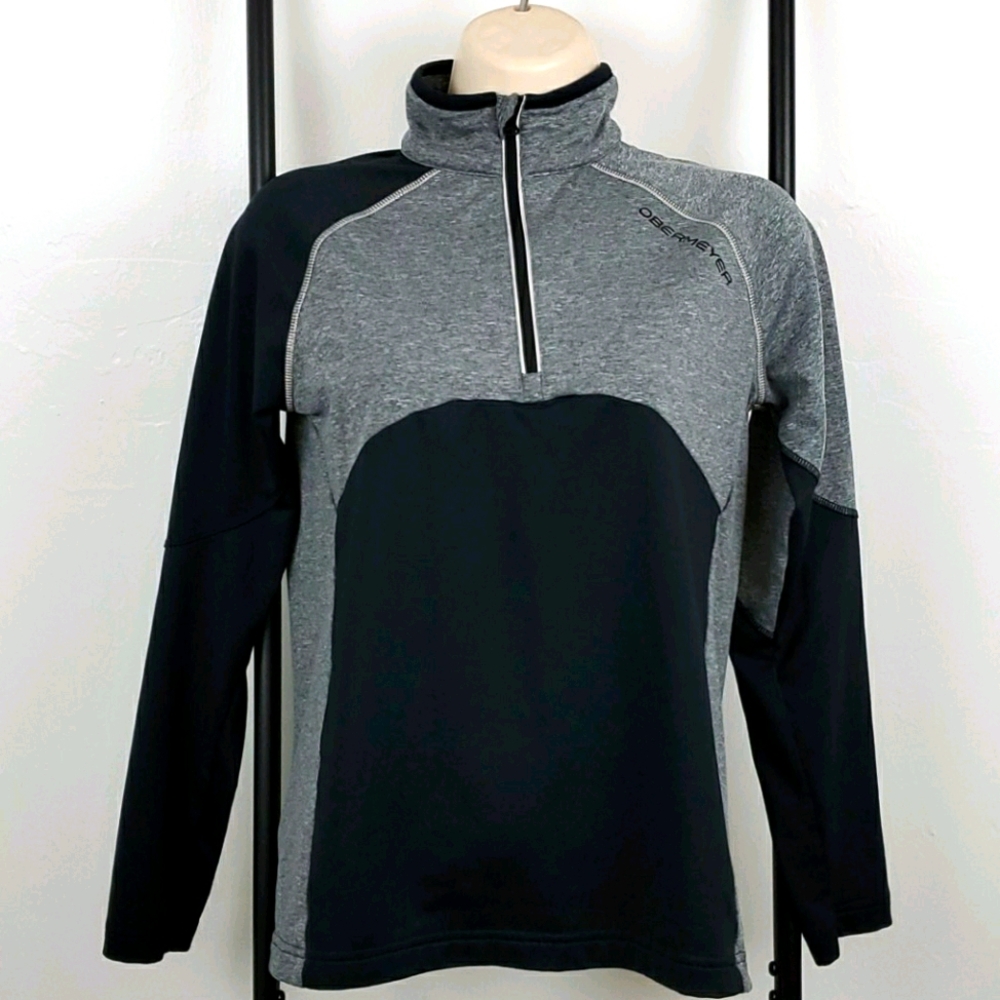 Obermeyer sweater sweatshirt gray black long sleeve women 1/2 zipper size L